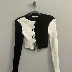 Black and white tie sweater